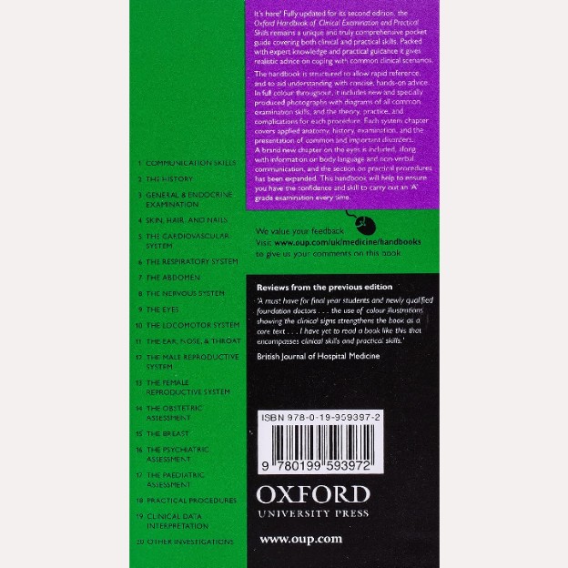 Oxford Handbook of Clinical Examination and Practical Skills 3 Oxford Handbook of Clinical Examination and Practical Skills - Back cover